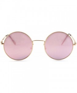 Oversized Single or 2 Pack Pink Mirrored Flat Lens Sunglasses Women - Gold/ Round - CP18905SGKW $13.82