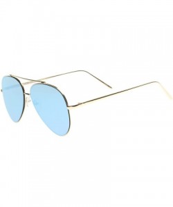 Oversized Mirrored Oversized Aviator Sunglasses for Women with Flat Mirror Lens 58mm - Gold / Blue Mirror - C312EH18AN7 $11.45