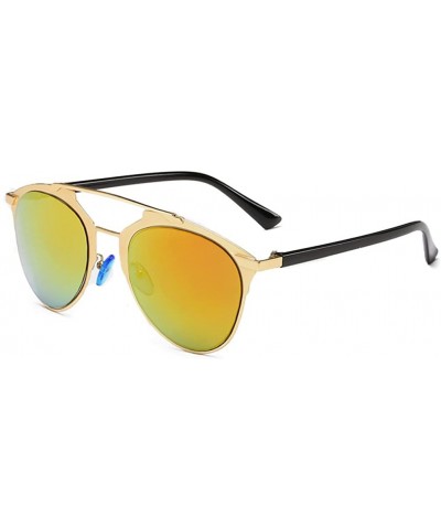 Sport Womens Sunglasses Mirrored Lens Metal Frame in Simple Style - Gold/Red - C911Z94DZIX $13.44