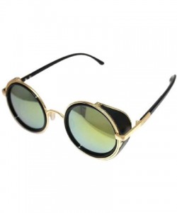 Round Sunglasses Glasses Goggles Punk Party Festivel Beach Eyewear - Gold+blue - CC18Q6ANWY6 $7.79