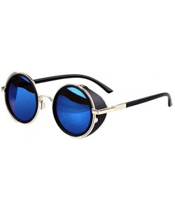 Round Sunglasses Glasses Goggles Punk Party Festivel Beach Eyewear - Gold+blue - CC18Q6ANWY6 $7.79