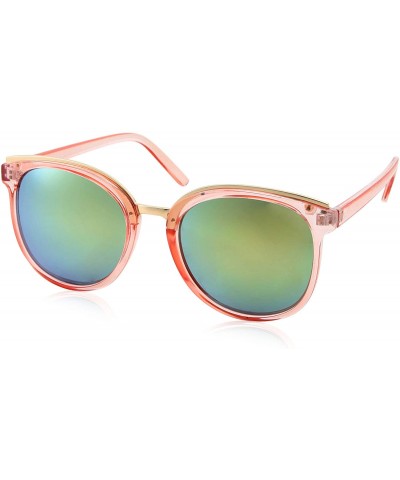Square Womens Fashion Dapper Horned Rim Mirrored Lens Sunglasses - Green Yellow - CX18KO3IYQ6 $12.63