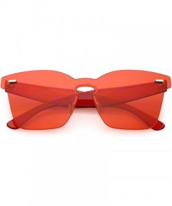 Shield Oversize Rimless Keyhole Nose Bridge Mono Flat Lens Horn Rimmed Sunglasses 59mm - Red - CK188K02S2K $11.59