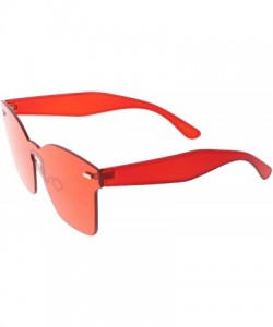 Shield Oversize Rimless Keyhole Nose Bridge Mono Flat Lens Horn Rimmed Sunglasses 59mm - Red - CK188K02S2K $11.59