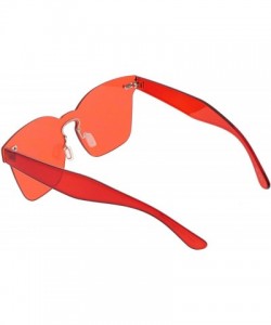 Shield Oversize Rimless Keyhole Nose Bridge Mono Flat Lens Horn Rimmed Sunglasses 59mm - Red - CK188K02S2K $11.59