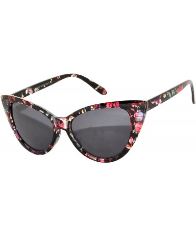 Cat Eye Ladies 3 pairs Cat Eye Sunglasses Mix colors Cateye Glasses Vintage - 3 Pairs - Floral Smoke - CB12IVCCWBP $12.15