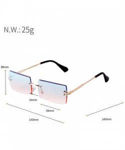 Oversized Vintage Rectangle Sunglasses for Women Small Rimless Candy Color Glasses - Blue Pink Lens - C918XI22L95 $28.16