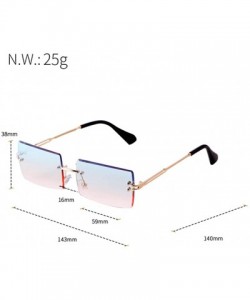 Oversized Vintage Rectangle Sunglasses for Women Small Rimless Candy Color Glasses - Blue Pink Lens - C918XI22L95 $13.89