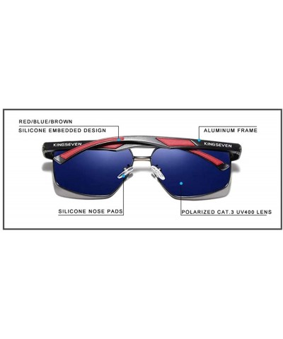 Rectangular Genuine quality square sunglasses men fashion polarized and UV400 Ultra light Al-Mg - Gun/Blue - C018X75Y9LD $28.68