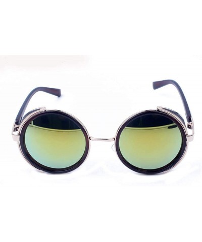 Oval Women Men Vintage Retro Glasses Unisex Fashion Mirror Lens Travel Sunglaasses - H - CM18TQLON3T $7.79