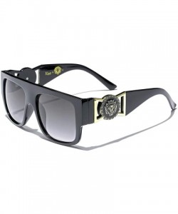 Semi-rimless Flat Top Aviator Gold Buckle Hip Hop Rapper DJ Celebrity Sunglasses - Black - Smoke - CQ1252T0VK9 $10.20