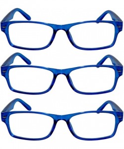 Rectangular Set of 3 Pairs Fashion Narrow Rectangular Colorful Frame Clear Lens Sunglasses - 3_pairs_blue - C7183D89KYM $8.59