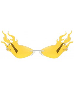 Oval UV Protection Sunglasses for Women Men Rimless frame Cat-Eye Shaped Plastic Lens and Frame Sunglass - Yellow - C81902N69...