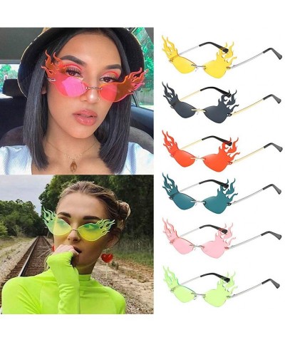 Oval UV Protection Sunglasses for Women Men Rimless frame Cat-Eye Shaped Plastic Lens and Frame Sunglass - Yellow - C81902N69...