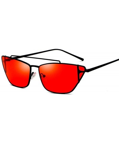 Oversized Retro Cat Eye Sunglasses Women Men Small Style Designer Sun Glasses For Pink - Red - CX18YZWIM72 $28.53