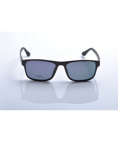 Rectangular Men Optical Eyeglasses Frames With Magnetic Polarized Sunglasses Clips - C015 - CU12IIXM1JZ $16.65