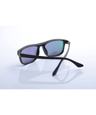 Rectangular Men Optical Eyeglasses Frames With Magnetic Polarized Sunglasses Clips - C015 - CU12IIXM1JZ $16.65
