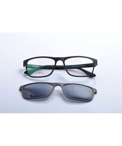 Rectangular Men Optical Eyeglasses Frames With Magnetic Polarized Sunglasses Clips - C015 - CU12IIXM1JZ $16.65