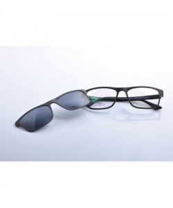 Rectangular Men Optical Eyeglasses Frames With Magnetic Polarized Sunglasses Clips - C015 - CU12IIXM1JZ $16.65