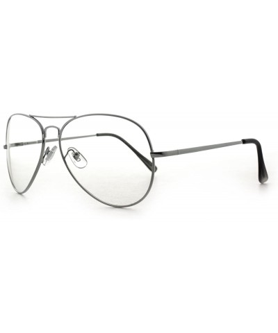 Aviator Metal Frame Aviator Clear Lens Glasses Fashion Eyewear UV400 - Cyber Silver - C312JNKJIQV $19.75