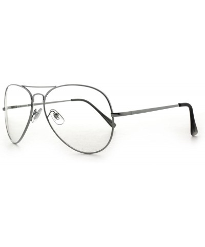 Aviator Metal Frame Aviator Clear Lens Glasses Fashion Eyewear UV400 - Cyber Silver - C312JNKJIQV $10.23