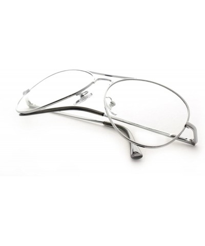 Aviator Metal Frame Aviator Clear Lens Glasses Fashion Eyewear UV400 - Cyber Silver - C312JNKJIQV $10.23