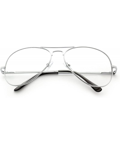 Aviator Metal Frame Aviator Clear Lens Glasses Fashion Eyewear UV400 - Cyber Silver - C312JNKJIQV $10.23