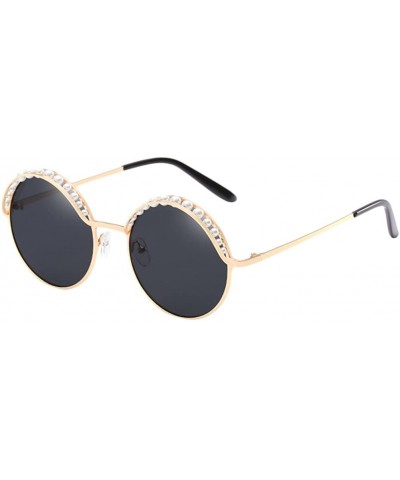 Round Vintage Style Round Sunglasses Retro for Traveling Cycling Fishing Driving - Gloden&gray - CN18DLY0O4H $33.44