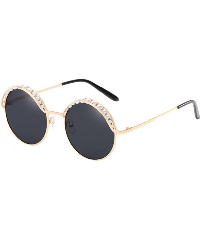 Round Vintage Style Round Sunglasses Retro for Traveling Cycling Fishing Driving - Gloden&gray - CN18DLY0O4H $34.66