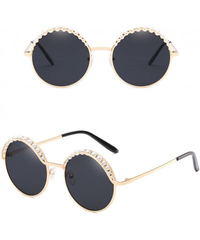 Round Vintage Style Round Sunglasses Retro for Traveling Cycling Fishing Driving - Gloden&gray - CN18DLY0O4H $34.66