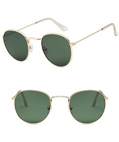 Round Sunglasses Mirror Classic Glasses Driving - Golddeepgreen - CU198MZDTGT $12.79