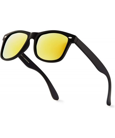 Rectangular Classic Polarized Sunglasses - Matte Black - Revo Yellow - CN1960SAAOM $13.39
