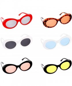 Goggle Clout Oval Goggles Thick Frame Kurt Cobain Round Mod Retro Sunglasses Women Men Girl Boy (12 White) - 6 Pack - CC18TWS...