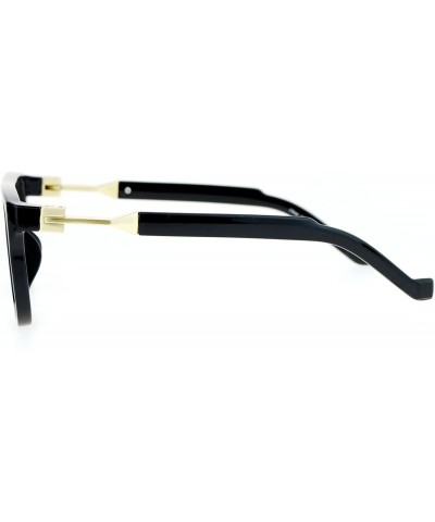 Rectangular Rectangular Flat Top Futurism Retro Sunglasses - Shiny Black Green - CX12NESH8H6 $14.80