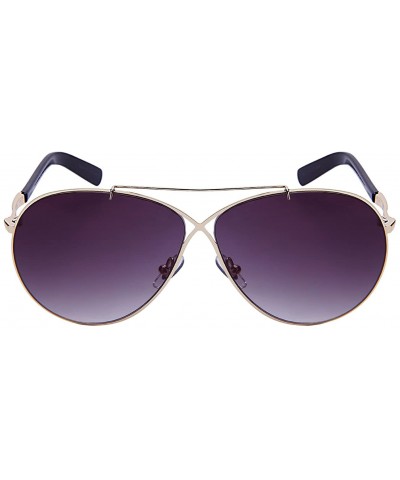 Aviator Modern Metal X Aviator Sunnies w/Gradient Lens 25145-AP - Gold Black - CB12OBGZBD4 $8.57