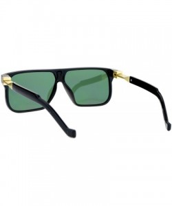 Rectangular Rectangular Flat Top Futurism Retro Sunglasses - Shiny Black Green - CX12NESH8H6 $14.80