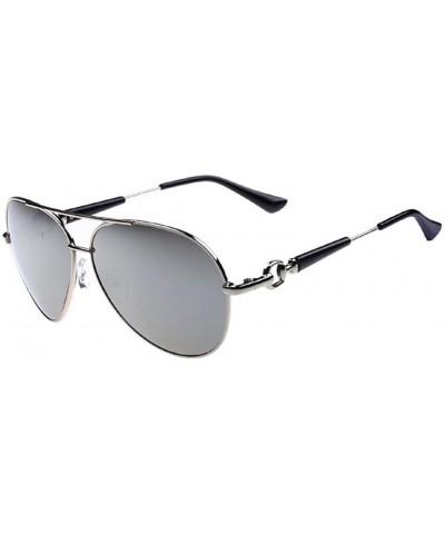 Sport Mens Aviator Sunglasses Play Boy Series Sport Edition Slim Fit 62mm - Silver/Silver - CH12FJ31EOZ $34.81