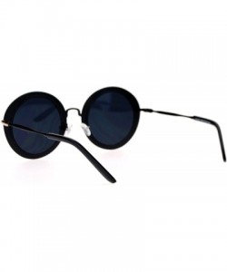 Round Womens Sunglasses Round Metal Flat Frame & Flat Lens UV 400 - Black Gold (Black) - CH188QH2IOT $9.02