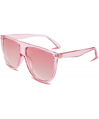 Oversized Vintage Large Square Pilot Women Sunglasses Oversized Square Thin Plastic Frame B2499 - Pink - C718STUKI5T $9.41