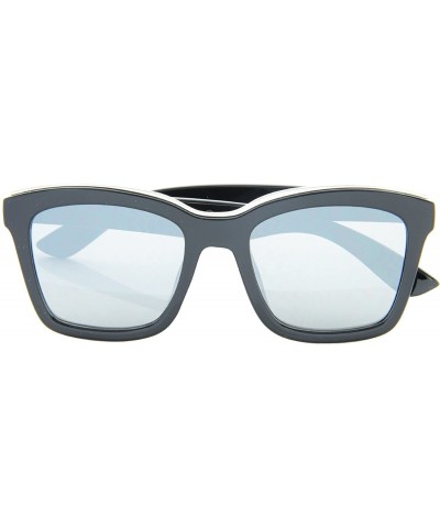 Square Large Square Sunglasses Flat Lens Color Mirror Metal Brow Mod Fashaion - Silver - CX12NVFOKDJ $18.92