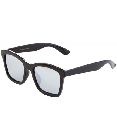 Square Large Square Sunglasses Flat Lens Color Mirror Metal Brow Mod Fashaion - Silver - CX12NVFOKDJ $10.92