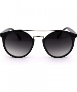 Round Mod Classic Round Double Rim Flat Top Round Keyhole Sunglasses - Black Silver Gradient Black - CJ18WUTZERW $10.74