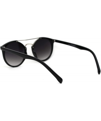 Round Mod Classic Round Double Rim Flat Top Round Keyhole Sunglasses - Black Silver Gradient Black - CJ18WUTZERW $10.74