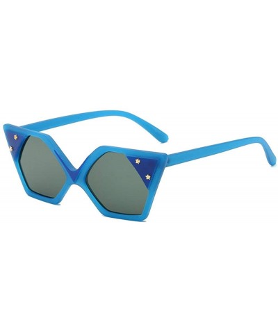 Square Fashion Sunglasses Designer Vintage Colorful - Blue&green - CI18LTQULIS $14.04