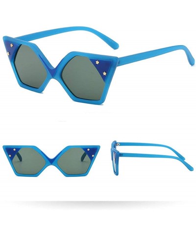 Square Fashion Sunglasses Designer Vintage Colorful - Blue&green - CI18LTQULIS $14.04