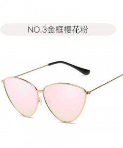 Semi-rimless Women Cat Eye Sunglasses Fashion New Retro Metal Frame Lens Vintage Luxury Mirror - 1 - C8198A5QEDC $41.11