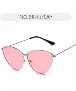 Semi-rimless Women Cat Eye Sunglasses Fashion New Retro Metal Frame Lens Vintage Luxury Mirror - 1 - C8198A5QEDC $41.11