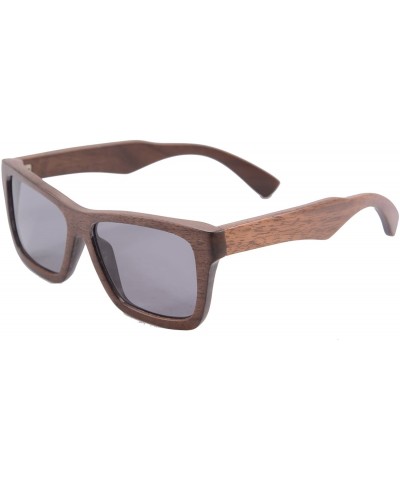 Wayfarer Natural Wood Frame Polarized Sunglasses Anti-glare Wooden Glasses-Z68020 - Black Walnut - CK18RYQWXXE $44.64