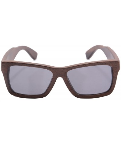 Wayfarer Natural Wood Frame Polarized Sunglasses Anti-glare Wooden Glasses-Z68020 - Black Walnut - CK18RYQWXXE $23.31