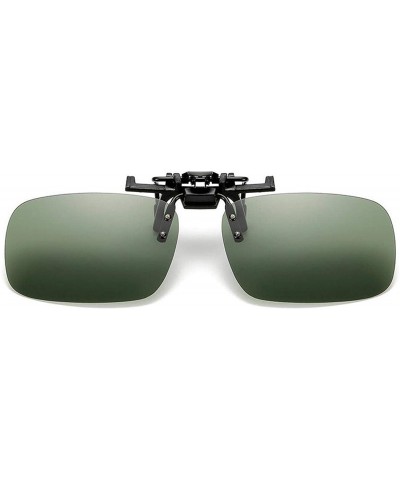 Square Fishing Use Sunglasses Eyewear Clip Style UV400 Polarized Riding&Hiking Day/Night Vision Glasses - Dark Green - CV199C...